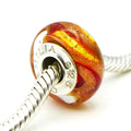 CHAMILIA Sun Kissed Dream Orange Copper Murano Glass Charm With Sterling Silver Core