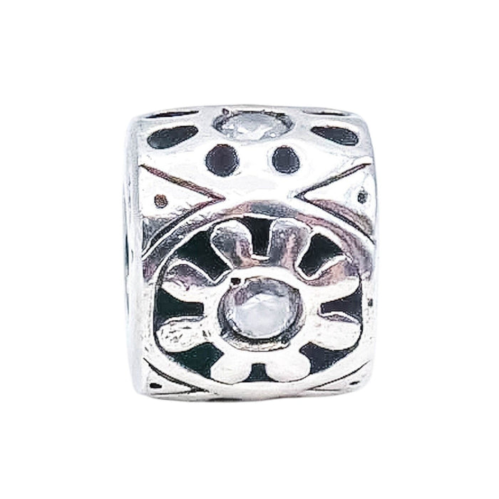 Chamilia Sunburst Sterling Silver Clear CZ Charm Bead Sunshine Bracelet Charm