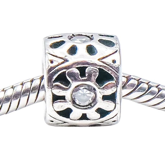 Chamilia Sunburst Sterling Silver Clear CZ Charm Bead Sunshine Bracelet Charm