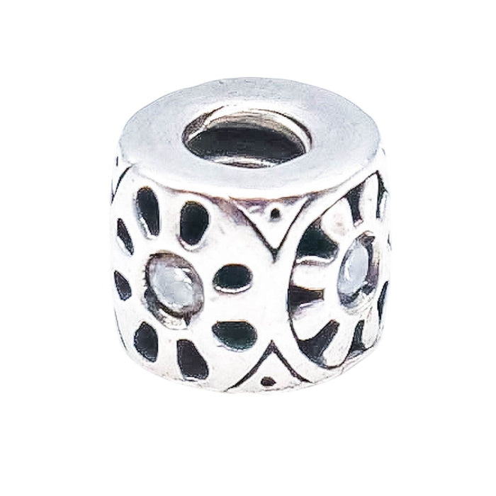 Chamilia Sunburst Sterling Silver Clear CZ Charm Bead Sunshine Bracelet Charm