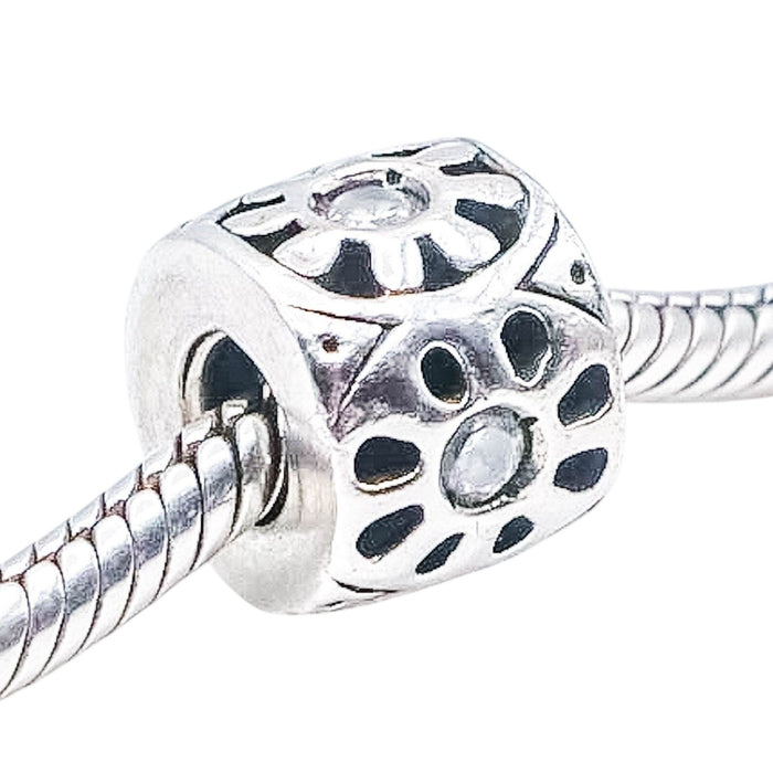 Chamilia Sunburst Sterling Silver Clear CZ Charm Bead Sunshine Bracelet Charm