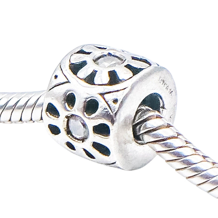 Chamilia Sunburst Sterling Silver Clear CZ Charm Bead Sunshine Bracelet Charm