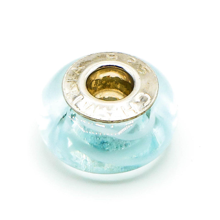 Chamilia Swirl Clear Blue Sterling Silver Murano Glass Charm