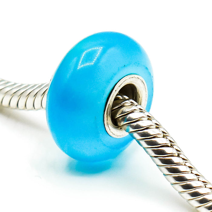 CHAMILIA Teal Murano Glass Bead With Sterling Silver Core
