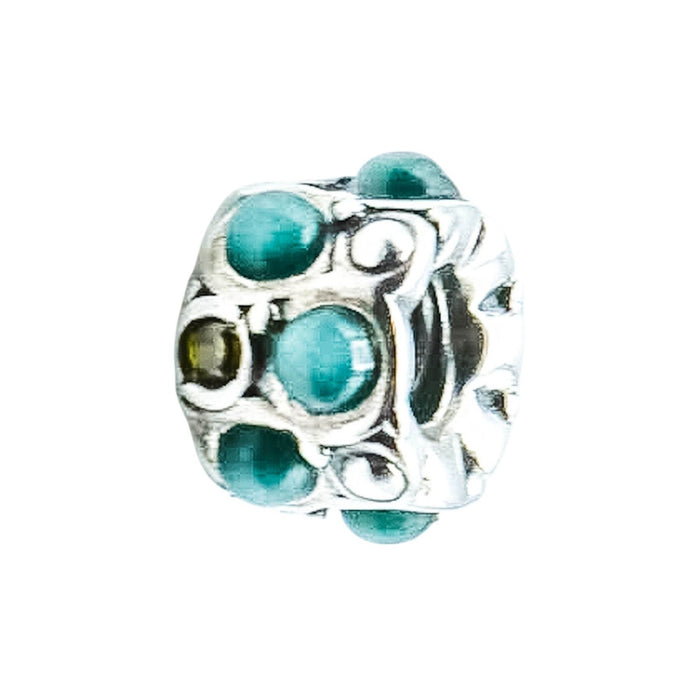 Chamilia Teal Stone Cabochon Charm Sterling Silver Swarovski Crystal Bead