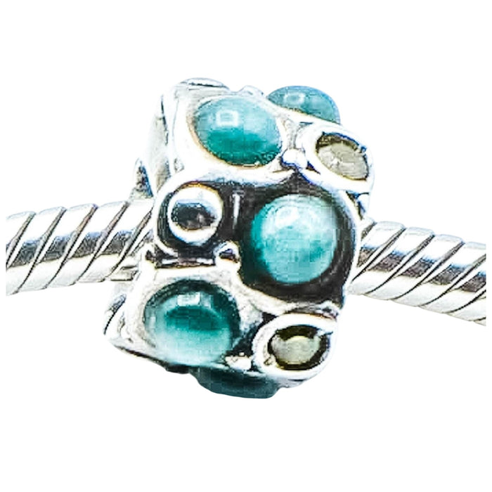 Chamilia Teal Stone Cabochon Charm Sterling Silver Swarovski Crystal Bead