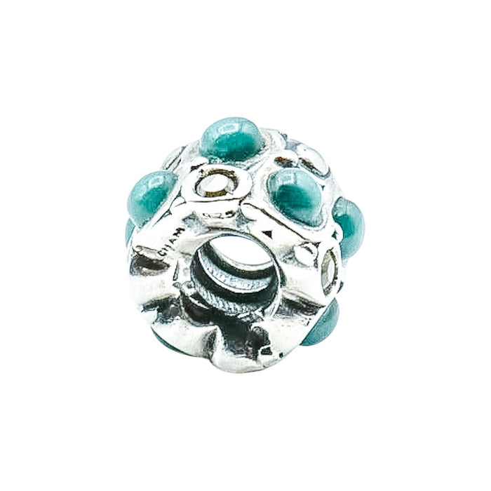 Chamilia Teal Stone Cabochon Charm Sterling Silver Swarovski Crystal Bead