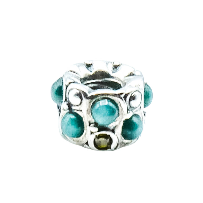 Chamilia Teal Stone Cabochon Charm Sterling Silver Swarovski Crystal Bead