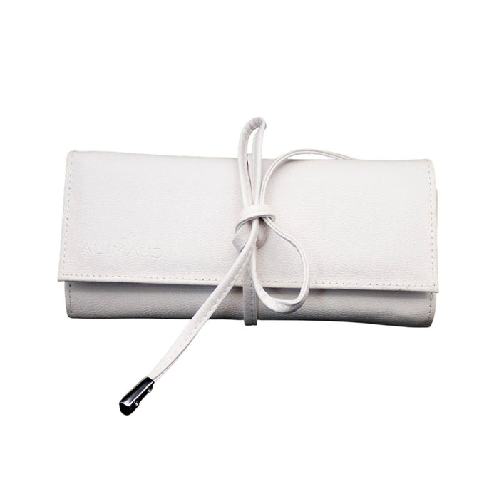 Chamilia White Leather Jewelry Travel Roll Organizer Case Wallet