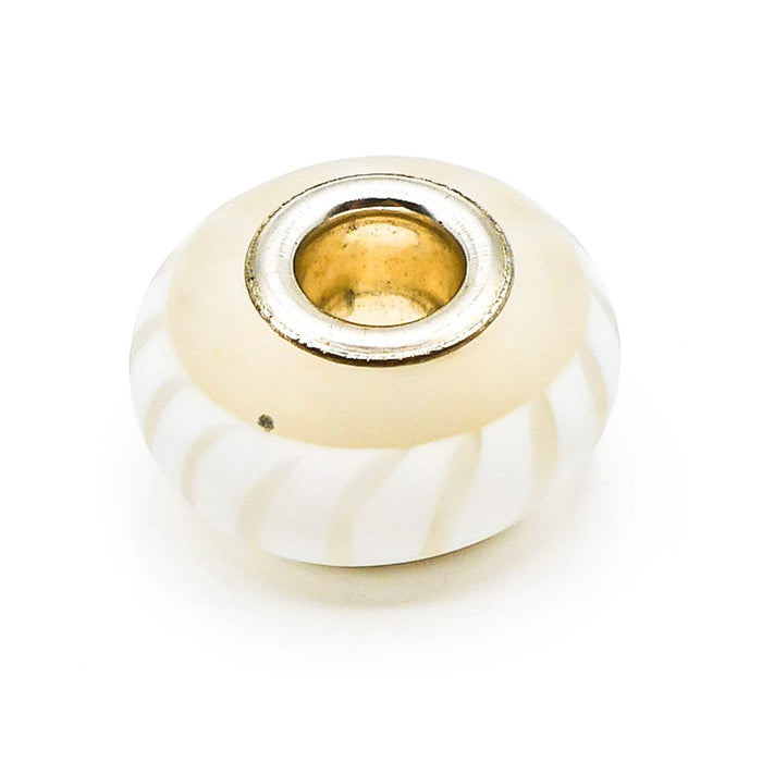 CHAMILIA White Stripes Murano Glass Charm With Sterling Silver Core
