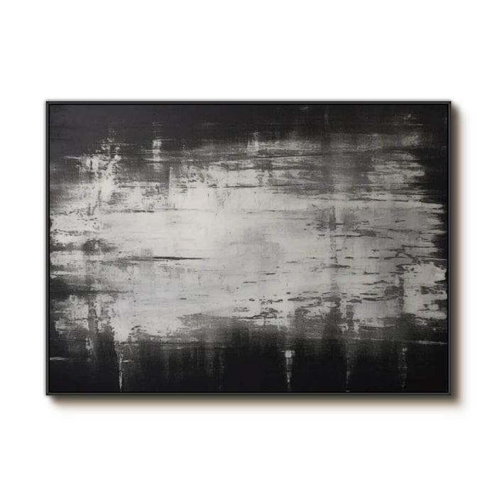 Large Black and White Abstract Canvas Wall Art - Handmade Monochrome Textured Painting for Modern Living Room or Office Decor - Chaos I - Hues Art Lab