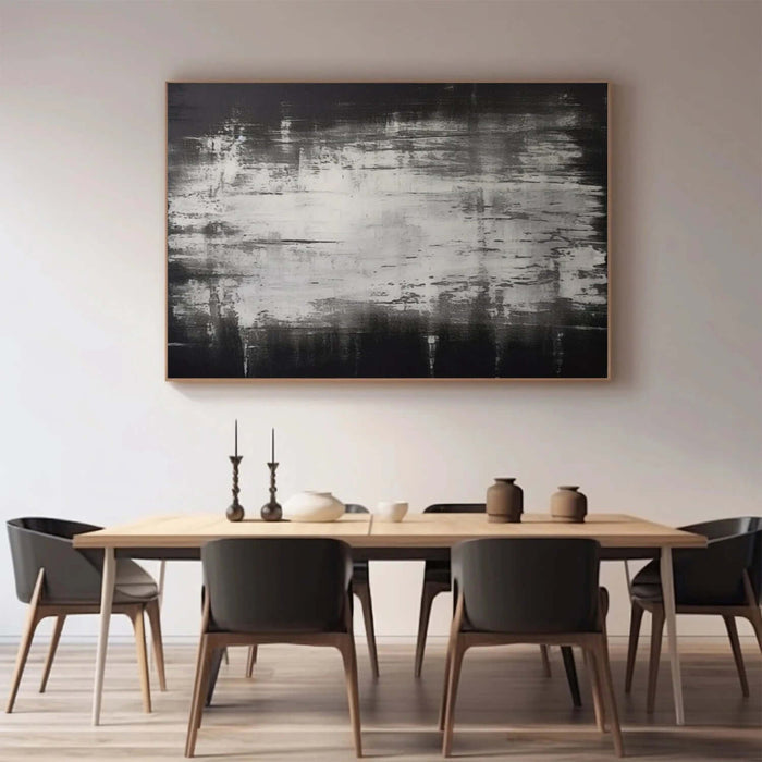 Large Black and White Abstract Canvas Wall Art - Handmade Monochrome Textured Painting for Modern Living Room or Office Decor - Chaos I - Hues Art Lab