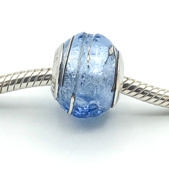 Charmed Memories Blue Murano Charm With Sterling Silver Core