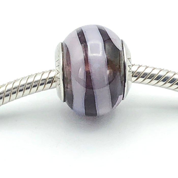 Charmed Memories Purple Murano Glass Charm With Sterling Silver Core