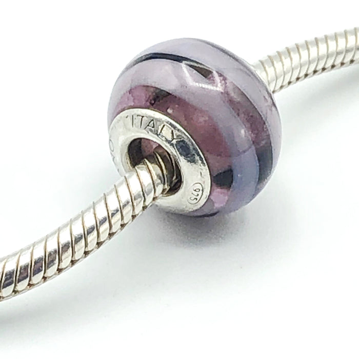 Charmed Memories Purple Murano Glass Charm With Sterling Silver Core