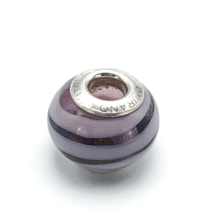 Charmed Memories Purple Murano Glass Charm With Sterling Silver Core