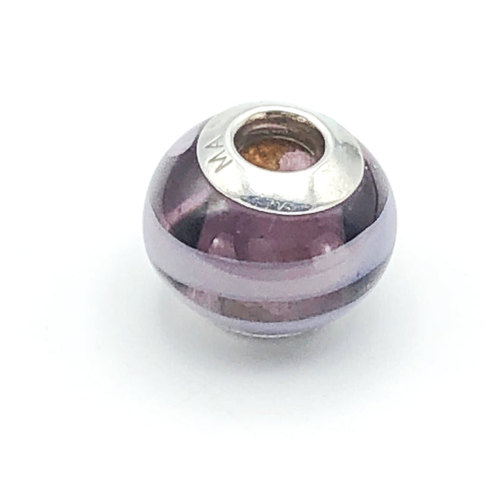 Charmed Memories Purple Murano Glass Charm With Sterling Silver Core