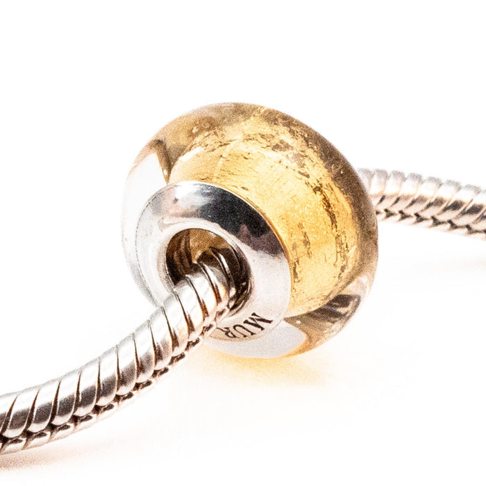 Michael Anthony Jewelers Italy Yellow Murano Glass Bead Sterling Silver Charm