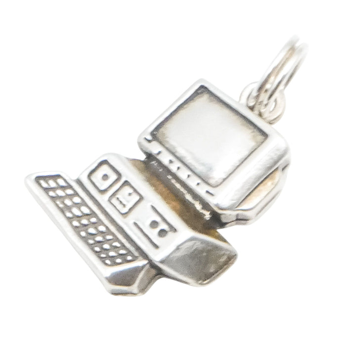 Charmworks Sterling Silver Computer Charm – Vintage Tech & Programmer Symbol