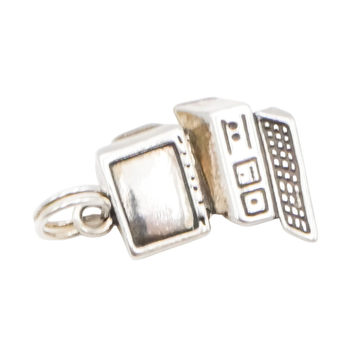 Charmworks Sterling Silver Computer Charm – Vintage Tech & Programmer Symbol