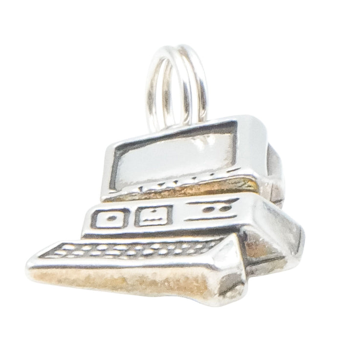 Charmworks Sterling Silver Computer Charm – Vintage Tech & Programmer Symbol