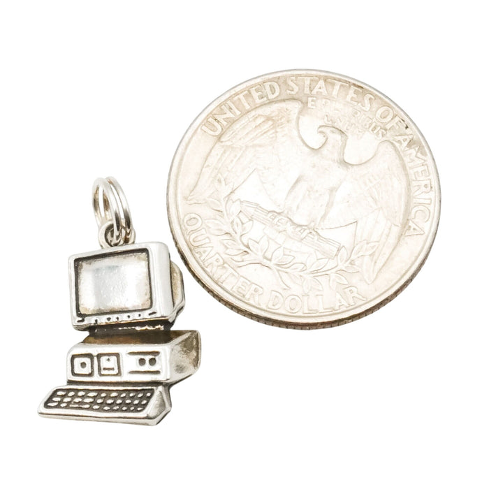 Charmworks Sterling Silver Computer Charm – Vintage Tech & Programmer Symbol