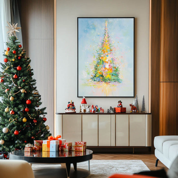 Colorful Abstract Art Painting - Christmas Glow - Hues Art Lab