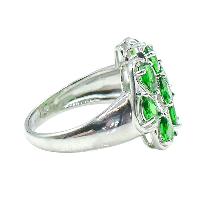 Chrome Diopside Cluster Ring Sterling Silver Size 7.25