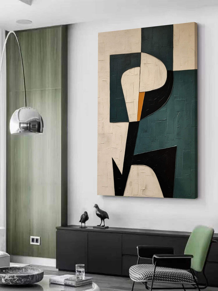 Minimalist Abstract Painting for Contemporary Living Spaces - Cipher Form - Hues Art Lab