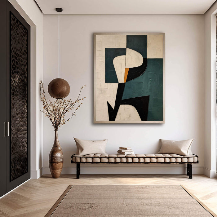 Minimalist Abstract Painting for Contemporary Living Spaces - Cipher Form - Hues Art Lab
