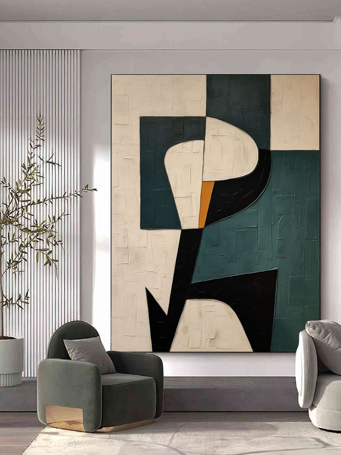 Minimalist Abstract Painting for Contemporary Living Spaces - Cipher Form - Hues Art Lab