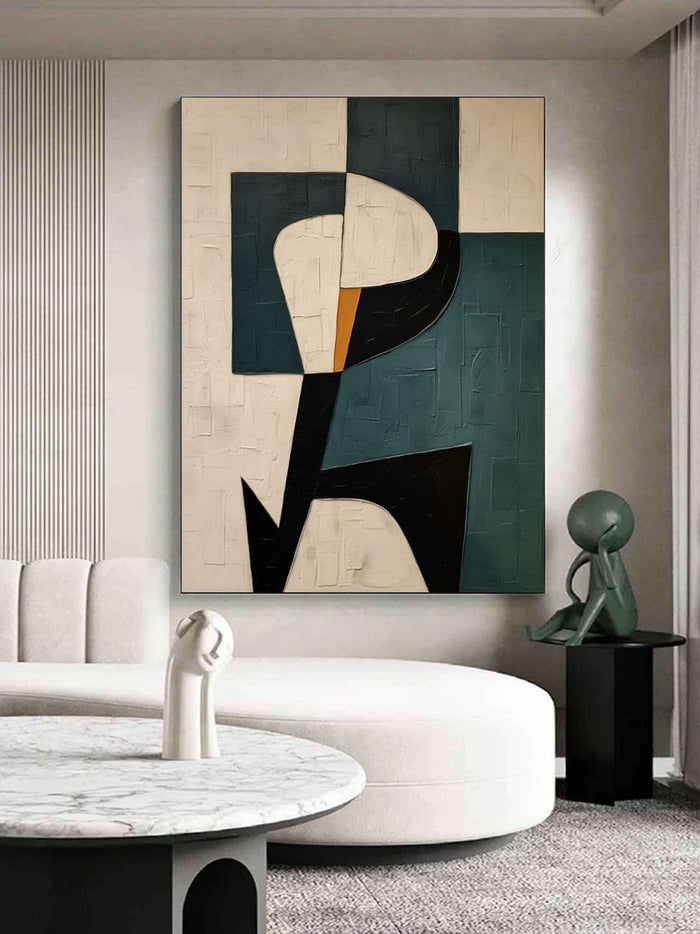 Minimalist Abstract Painting for Contemporary Living Spaces - Cipher Form - Hues Art Lab