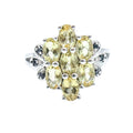 Citrine Onyx Sterling Silver Cluster Ring Size 7 Statement