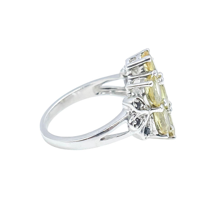 Citrine Onyx Sterling Silver Cluster Ring Size 7 Statement
