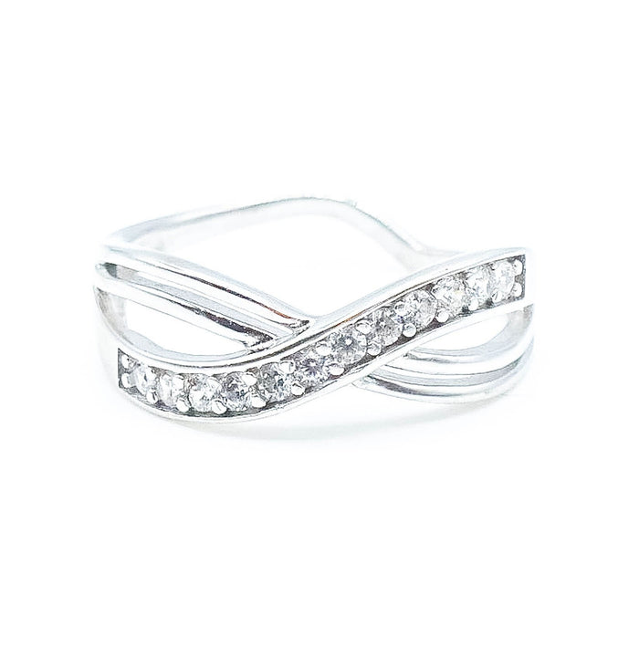 Clear Cubic Zirconia Sterling Silver Infinity Ring Size 8