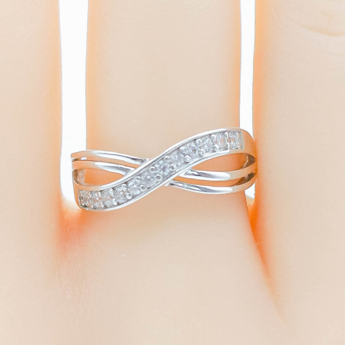 Clear Cubic Zirconia Sterling Silver Infinity Ring Size 8