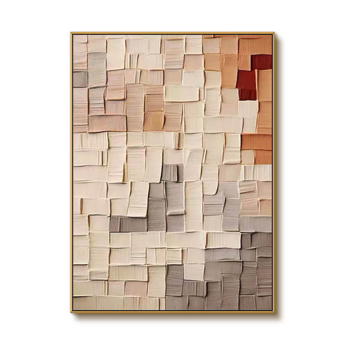 Contemporary Square-Block Canvas Art in Warm Neutrals and Subtle Texture - Color Code - Hues Art Lab