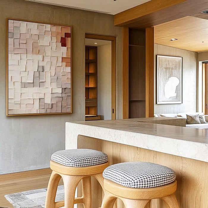 Contemporary Square-Block Canvas Art in Warm Neutrals and Subtle Texture - Color Code - Hues Art Lab