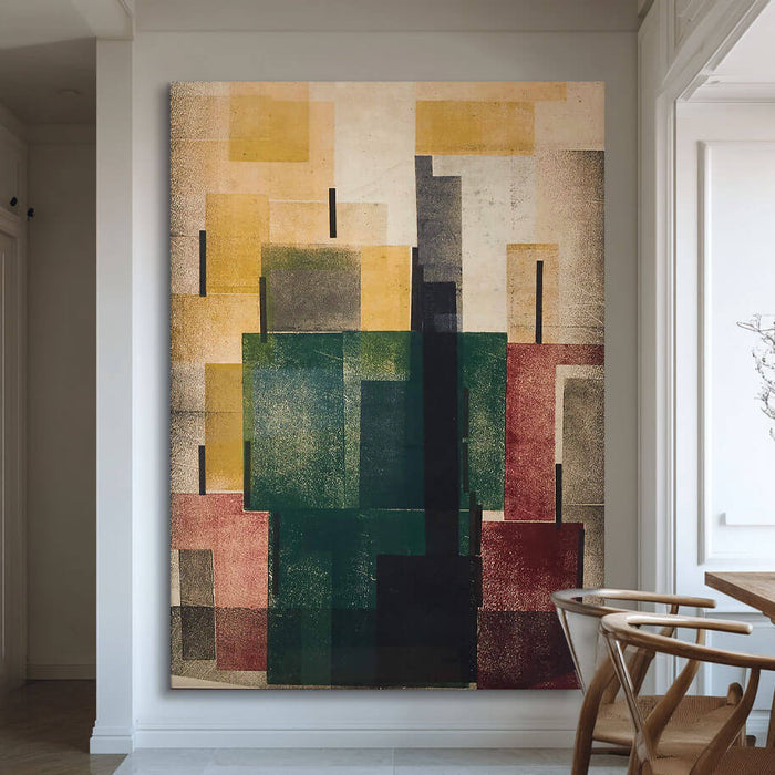 Modern Geometric Abstract Wall Art in City Block Palette - Color Council - Hues Art Lab