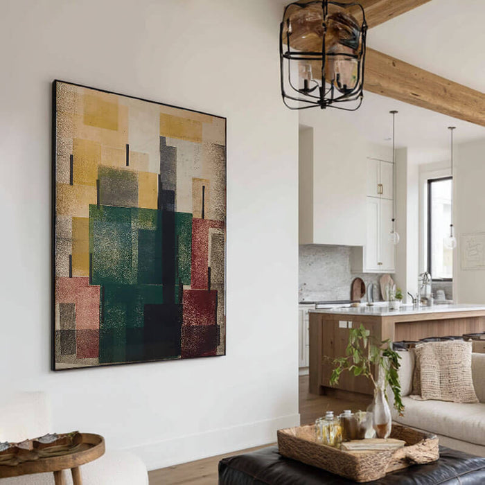 Modern Geometric Abstract Wall Art in City Block Palette - Color Council - Hues Art Lab