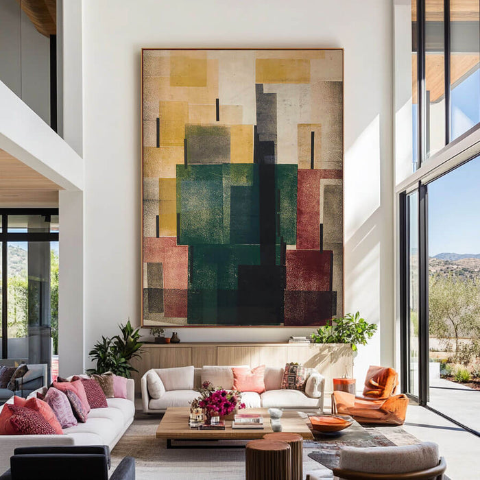 Modern Geometric Abstract Wall Art in City Block Palette - Color Council - Hues Art Lab