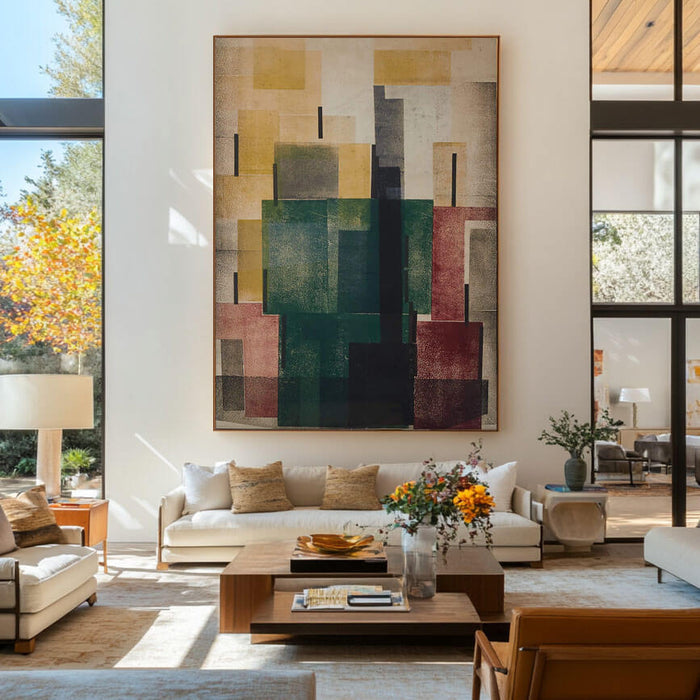 Modern Geometric Abstract Wall Art in City Block Palette - Color Council - Hues Art Lab