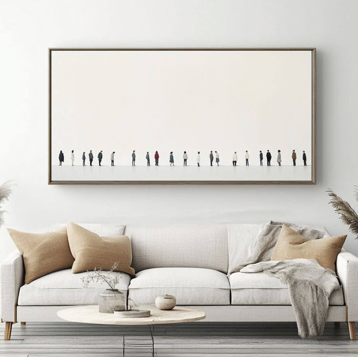 Modern Minimalist People Painting - Large Horizontal Canvas Art - Common People - Hues Art Lab
