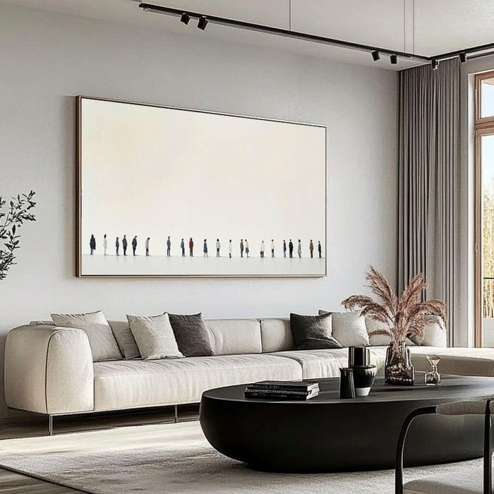 Modern Minimalist People Painting - Large Horizontal Canvas Art - Common People - Hues Art Lab