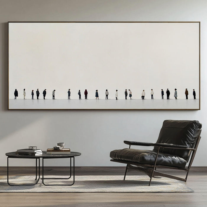 Modern Minimalist People Painting - Large Horizontal Canvas Art - Common People - Hues Art Lab