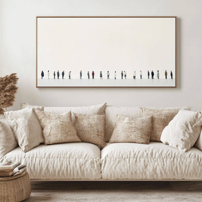 Modern Minimalist People Painting - Large Horizontal Canvas Art - Common People - Hues Art Lab