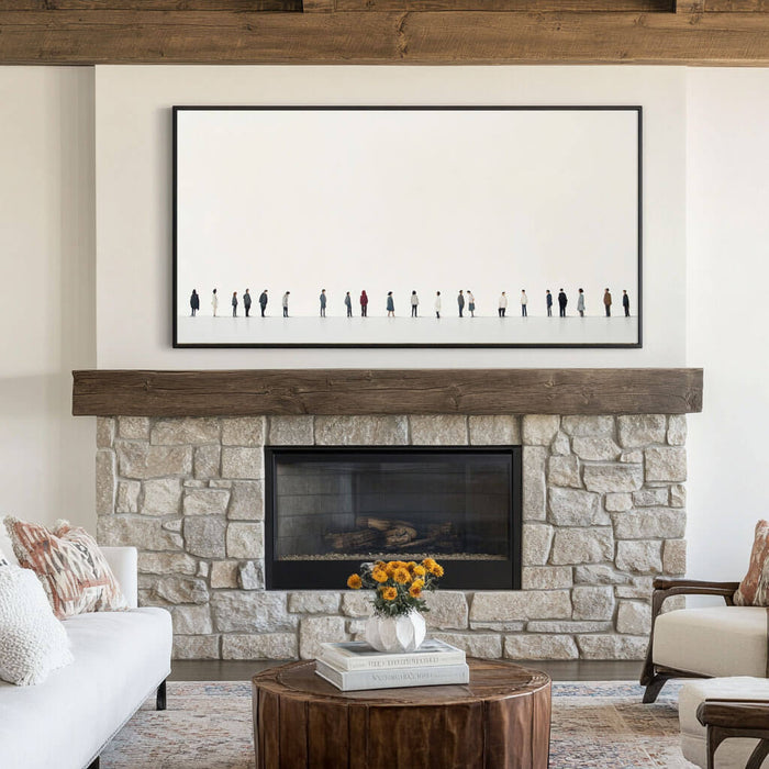 Modern Minimalist People Painting - Large Horizontal Canvas Art - Common People - Hues Art Lab