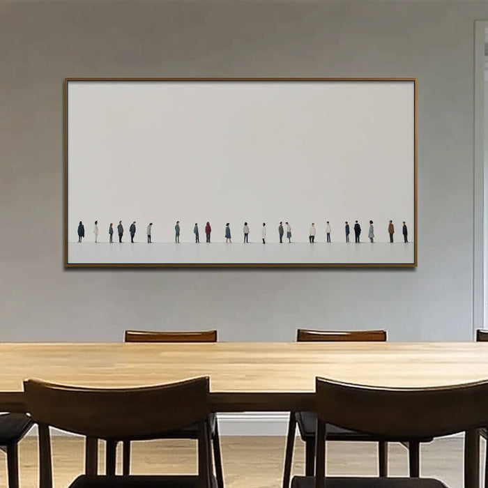 Modern Minimalist People Painting - Large Horizontal Canvas Art - Common People - Hues Art Lab