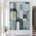 Cool Tone Puzzle large Scandinavian style color block wall art by Hues Art Lab