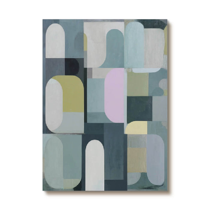 Cool Tone Puzzle Scandinavian color block artwork with cool balanced tones